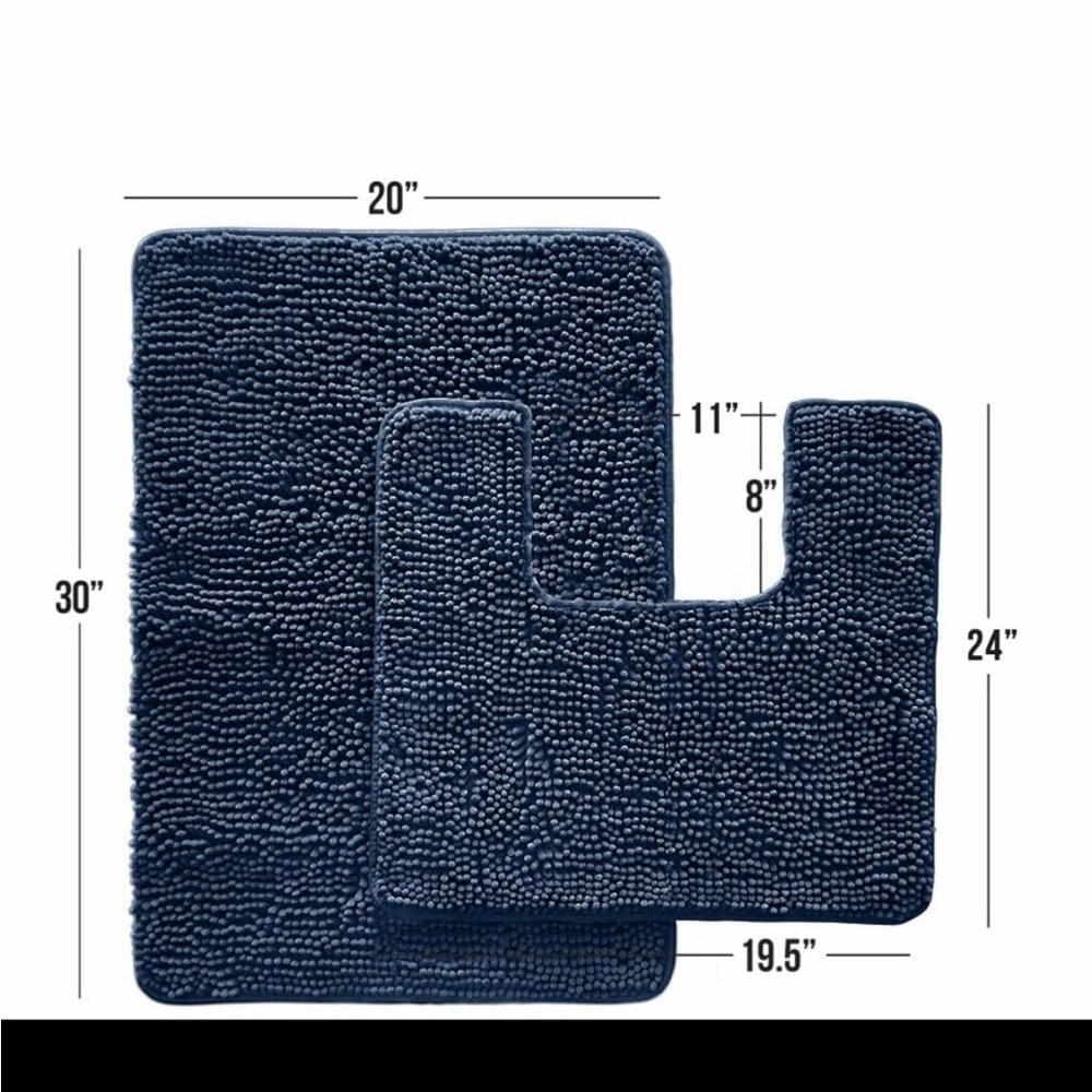 Blue Chenille Bath Rug - Picture 2 of 3